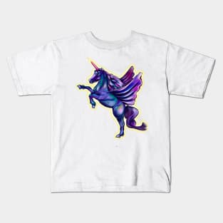 Unicorn  with light halo - sparkly, glittery, magical, winged unicorn Kids T-Shirt